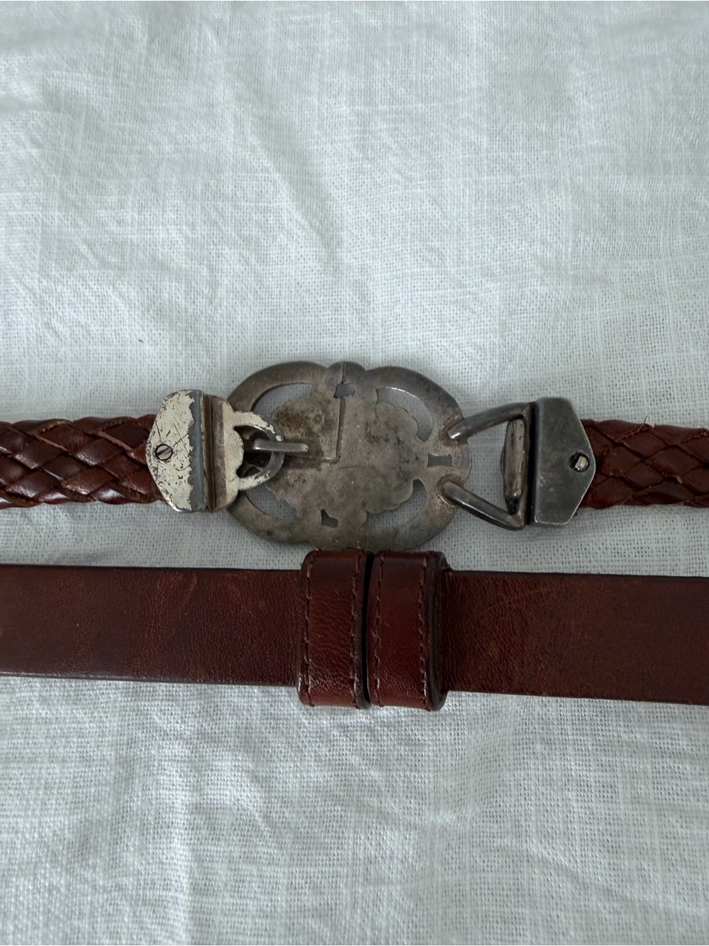 Vintage Olga Santini Concha Hip Belt Leather Braided Brown 90s Boho Y2K Western - Picture 14 of 15